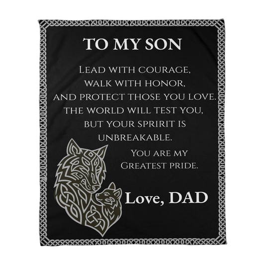 Celtic Wolf & Pup – Father to Son Coral Fleece Blanket